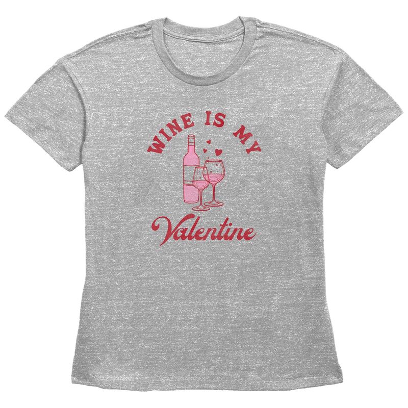 アンブランデッド レディース トップス プルオーバー グラフィック Unbranded Women\u0027s Wine Is My Valentine Basic Fit Graphic Tee Heather Gray 薄墨色