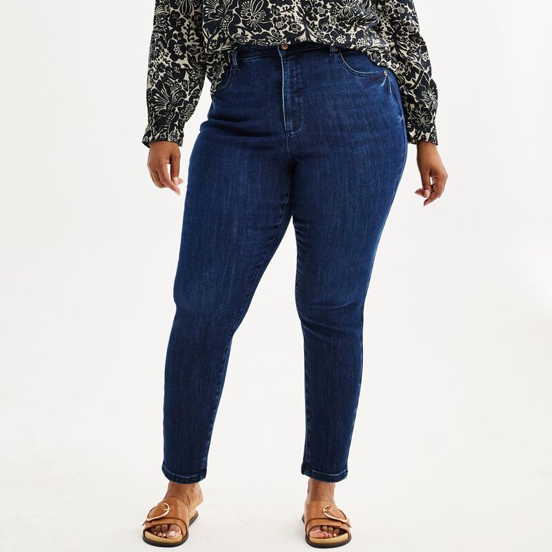 ソノマ レディース ボトムス デニムパンツ プラスサイズ ジーンズ Plusize Sonoma Goods For Life High Rise Curvy Skinny Jeans Dark Wash｜ReVida 店