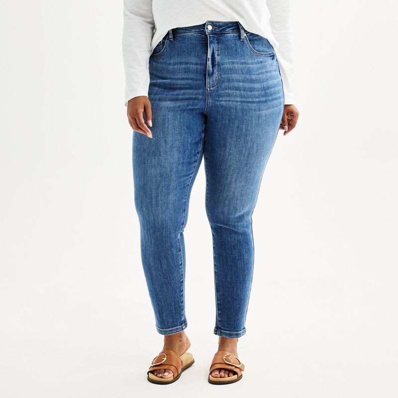 ソノマ レディース ボトムス デニムパンツ プラスサイズ ジーンズ Plusize Sonoma Goods For Life High Rise Curvy Skinny Jeans Med Wash|ReVida 店