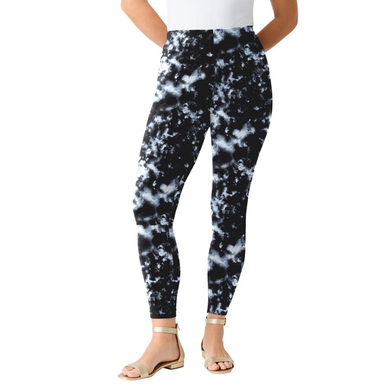 ロアマンズ レディース ボトムス カジュアルパンツ プラスサイズ アンクル Roaman's Women's Plusize Anklength Essential Stretch Legging Black Acid Tie Dye ブラック|ReVida 店