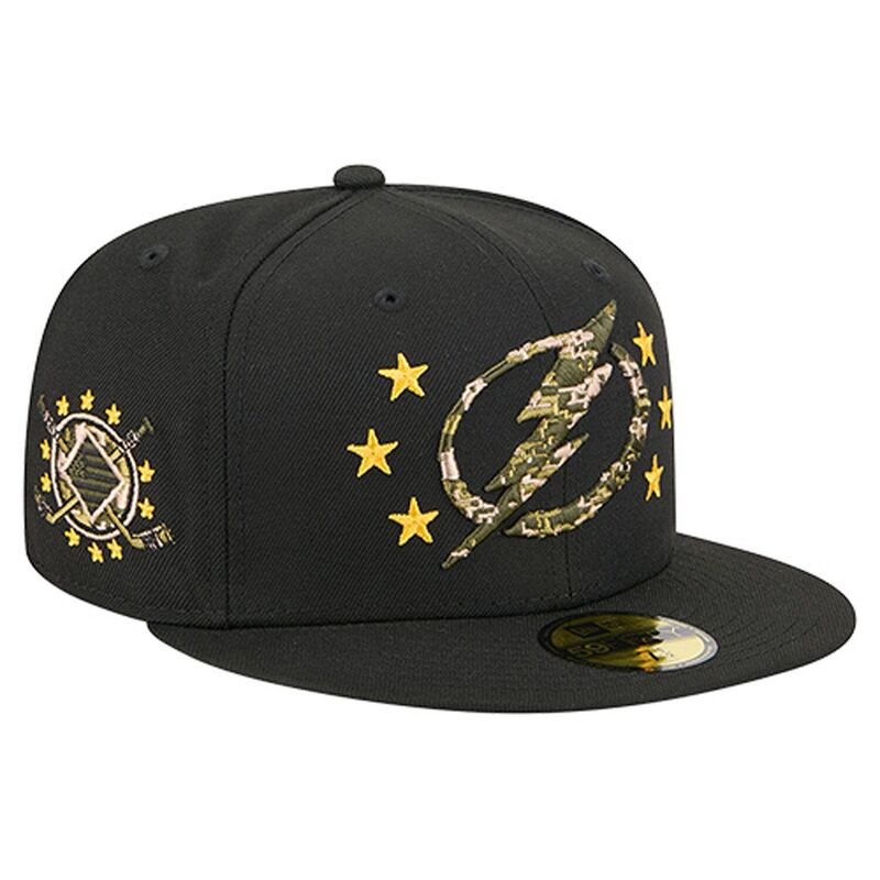 ニューエラ メンズ アクセサリー 帽子 Men's New Era Black Tampa Bay Lightning Military Appreciation Digital Camo Stars 59FIFTY Fitted Hat Lgh Black ブラック