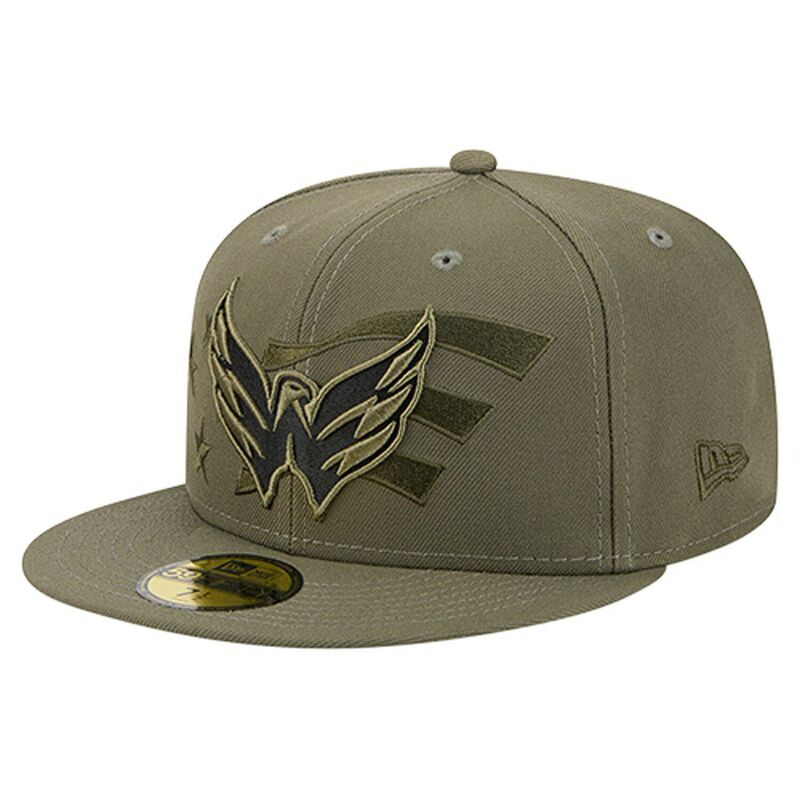 ニューエラ メンズ アクセサリー 帽子 キャップ Men's New Era Olive Washington Capitals Military Appreciation Flag 59FIFTY Fitted Hat Cap Multi マルチカラー 9,436円