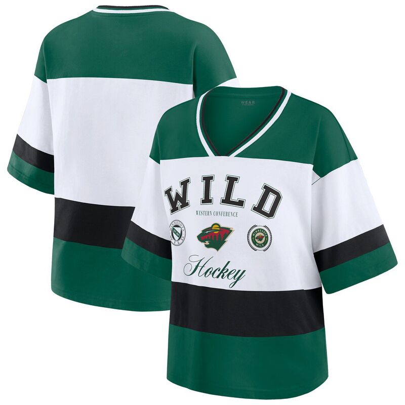 お召しもの バイ エリン アンド濫りがわしい レディース トップス プルオーバー プルオーバー Women\u0027s WEAR by Erin Andrews Green/White Minnesota Wild Jersey Style Tee Wld Green 緑であること