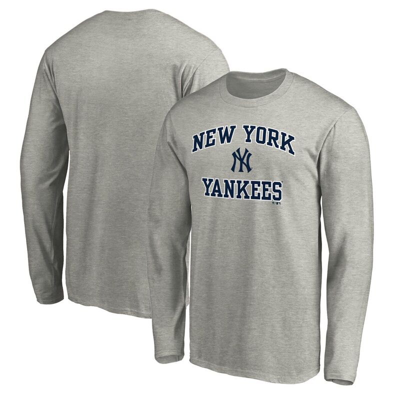 ファナティクス メンズ トップス Tシャツ Men's Fanatics Branded Heathered Gray New York Yankees Heart & Soulong Sleeve T-Shirt Ynk Grey グレー