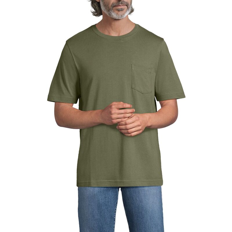 ランズエンド メンズ トップス Tシャツ Lands' End Men's Land's End Super-T Short Sleeve T-Shirt with Pocket River Stone Green グリーン