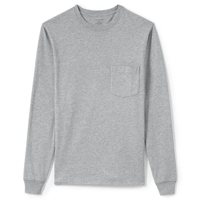 ランズエンド メンズ トップス Tシャツ トール Big \u0026 Tallands End Long Sleeve Super Pocketee Gray Heather グレー