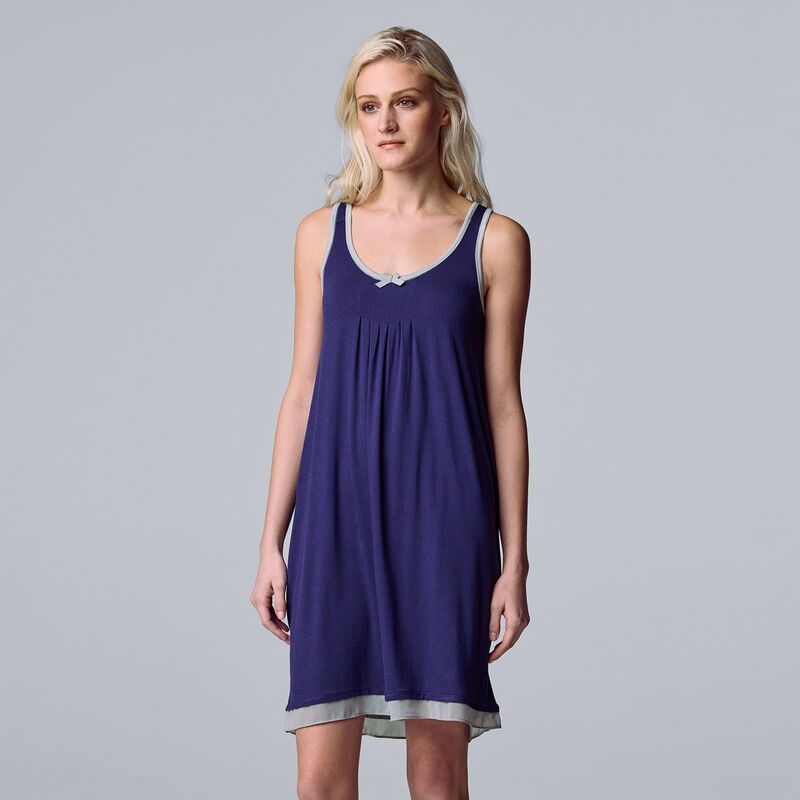 ヴェラウォン レディース アンダーウェア ナイトウェア Women'simply Vera Wang Basic Luxury Chemise Navy ネイビー｜ReVida 店