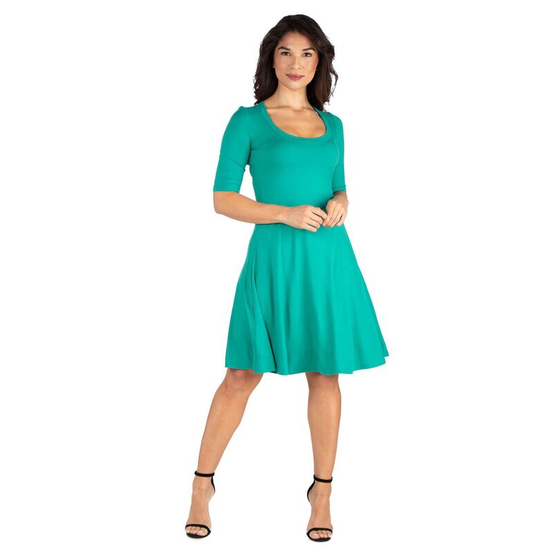 24 セブンコンフォート レディース トップス ワンピース A ライン ひざ丈 Women's 24seven Comfort Apparel Knee Length A-Line Dress Green グリーン｜ReVida 店