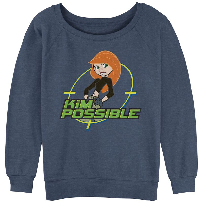 アニメキャラクター レディース トップス Tシャツ パイル グラフィック Licensed Character Juniors' Kim Possible Poster Graphic Slouchy Terry Blue Heather ヘザー