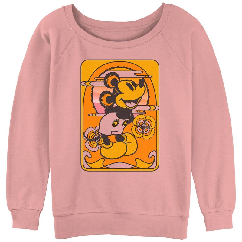 ウォルトディズニー レディース トップス プルオーバー パイル グラフィック Disney Juniors\u0027 Mickey Mouse Groovy Portrait Graphic Slouchy Terry Desert Pink サクラ色