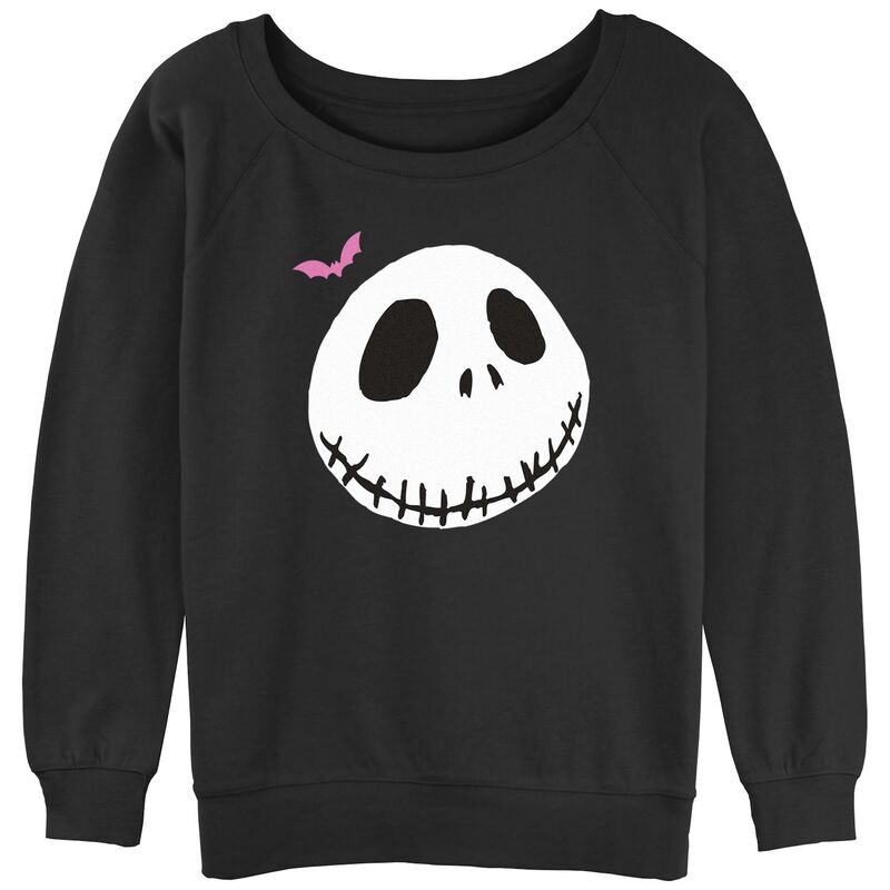 ディズニー レディース トップス Tシャツ パイル グラフィック Disney's The Nightmare Before Christmas Jack With Pink Bat Juniors' Graphic Slouchy Terry Black ブラック