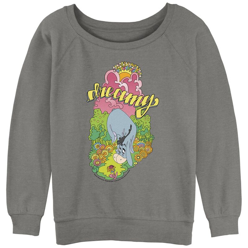ディズニー レディース トップス Tシャツ パイル グラフィック Disney's Winnie The Pooh Eeyore Dreamy Juniors' Graphic Slouchy Terry Gray Heather グレー