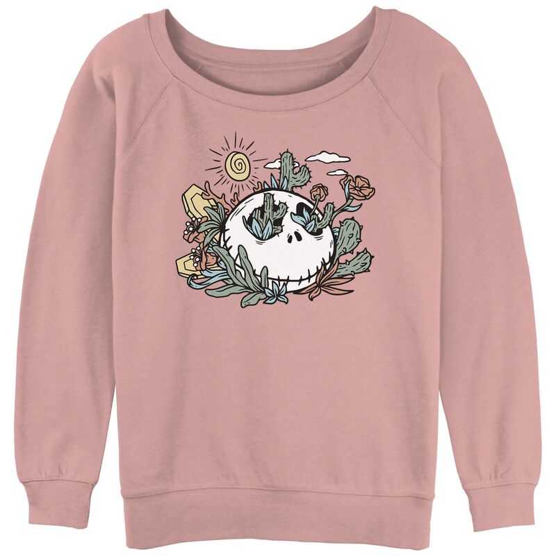ウォルトディズニー レディース トップス プルオーバー 御花柄 パイル 御花 グラフィック Disney\u0027s The Nightmare Before Christmas Floral Desert Jack Juniors\u0027 Graphic Slouchy Terry Desert Pink サクラ色