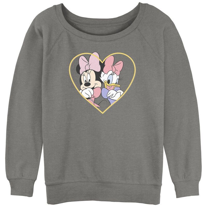 ディズニー レディース トップス Tシャツ パイル グラフィック Disney's Minnie Mouse andaisy Duck Juniors' BFFslouchy Terry Graphic Pullover Gray Heather グレー