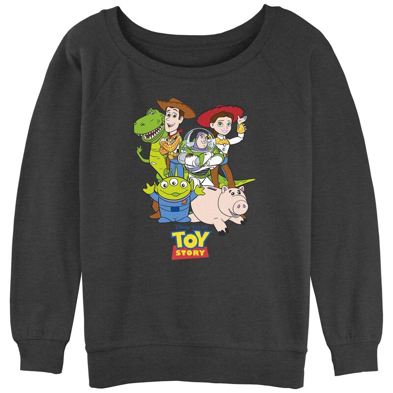 ウォルトディズニー レディース トップス プルオーバー パイル グラフィック Disney / Pixar\u0027s Toy Story Juniors\u0027 Toy Team Graphic Slouchy Terry Pullover Charcoal Heather 濃灰色