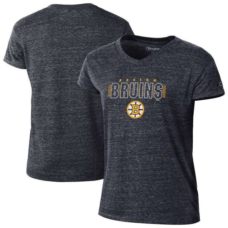 はやりっ児 レディース トップス プルオーバー Vのど首 Women\u0027s Champion Black Boston Bruins Tri-Blend V-Neck T-Shirt Bsblack 黒いこと