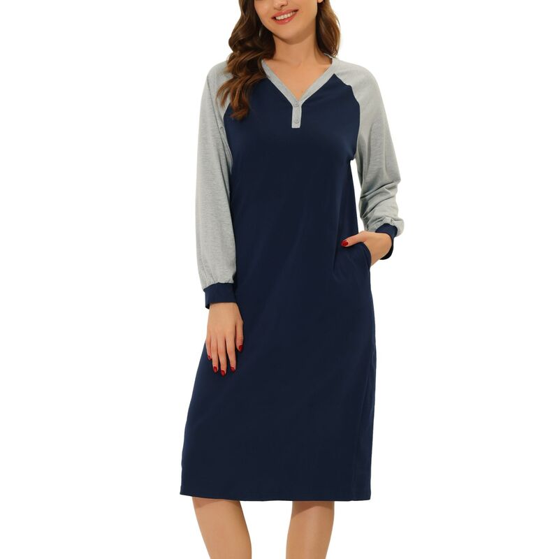 cheibear レディース アンダーウェア ナイトウェア シャツ cheibear Women's Pajamas Nightshirt Button Up Dress Lounge Nightgown Blue ブルー