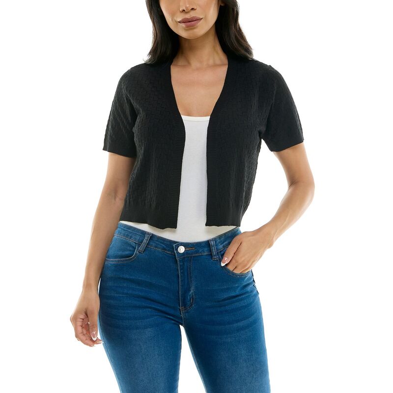 ニナレオナルド レディース アウター ニット・セーター カーディガン Women's Nina Leonard Box Knit Bolero Cardigan Black ブラック