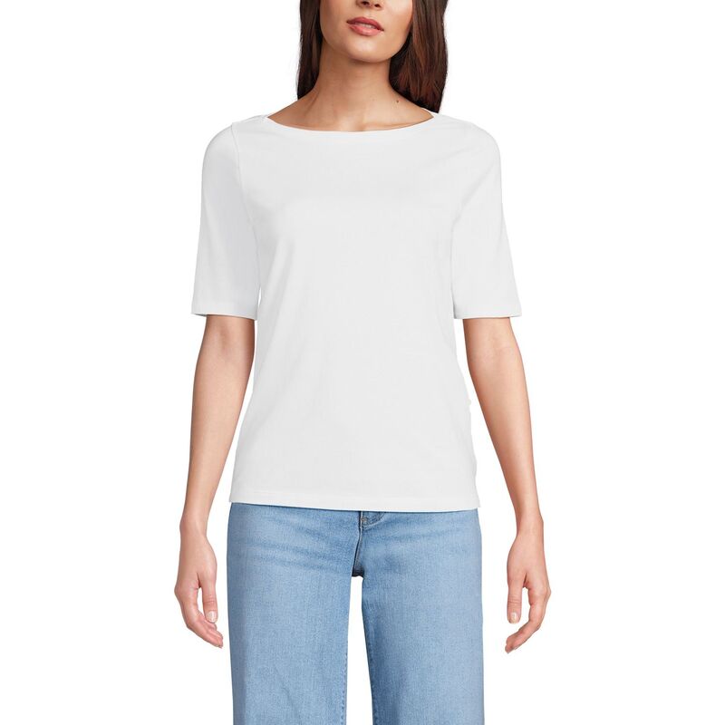 ランズエンド レディース トップス Tシャツ Women's Lands' End Supima Top White ホワイト