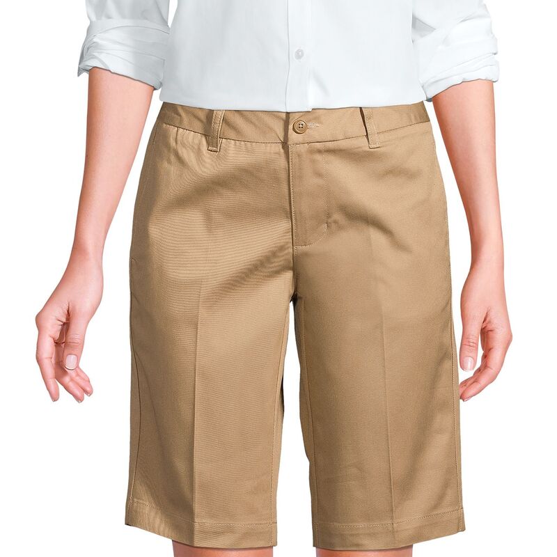 ランズエンド レディース ボトムス ハーフパンツ・ショーツ トール ショートパンツ Women's Tallands' End School Uniform 12" Plain Front Blend Chino Shorts Khaki カーキ 10,514円