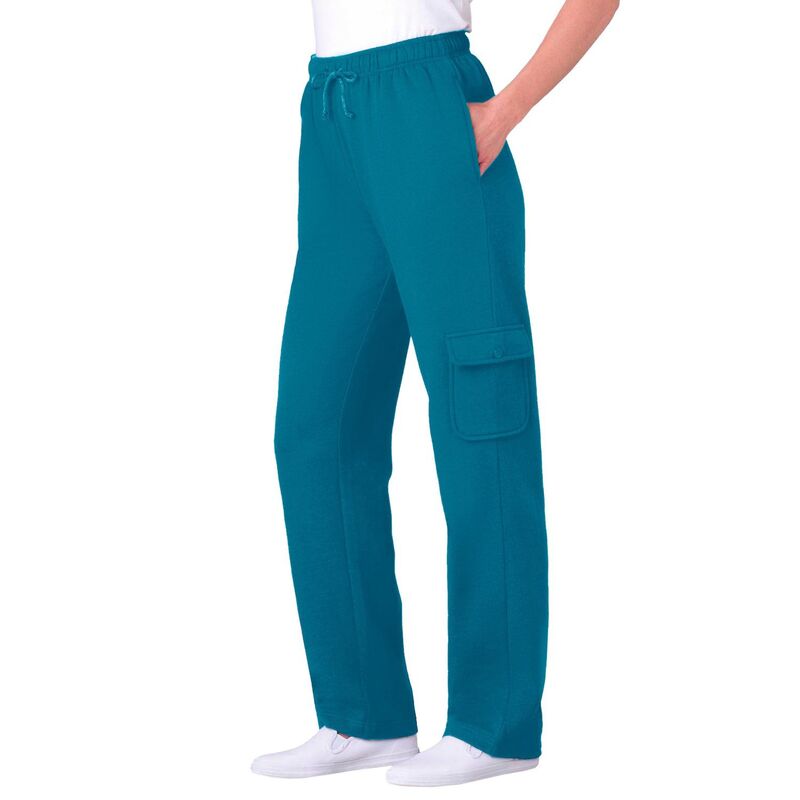 ウーマン ウィズイン レディース ボトムス カジュアルパンツ プラスサイズ スウェットパンツ トール フリース Woman Within Plusize Tall Better-Fleece Pull-On Cargo Sweatpants Deep Teal ティール|ReVida 店