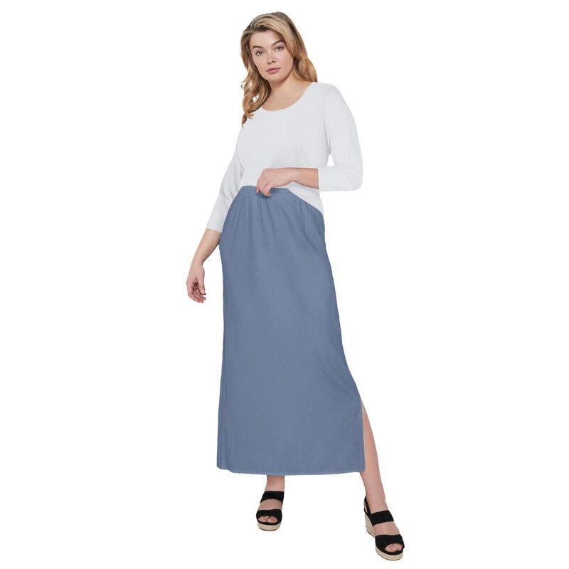 Ellos レディース ボトムスカート プラスサイズ ニット マキシ ellos Plusize Knit Maxi Skirt Pale Indigo インディゴ