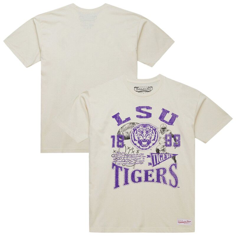 ミッチェル&ネス メンズ トップス Tシャツ Men's Mitchell & Ness Cream LSU Tigers Heritage Scholar T-Shirt Lsu Beige ベージュ｜ReVida 店