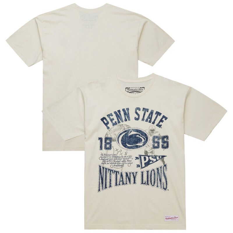ミッチェル&ネス メンズ トップス Tシャツ Men's Mitchell & Ness Cream Penn State Nittany Lions Heritage Scholar T-Shirt Pst Beige ベージュ|ReVida 店