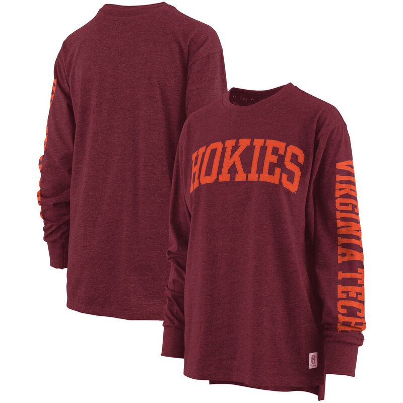 アンブランデッド レディース トップス プルオーバー Unbranded Women\u0027s Pressbox Heathered Maroon Virginia Techokies Two-Hit Canyon Long Sleeve T-Shirt Vat Red 赤いこと