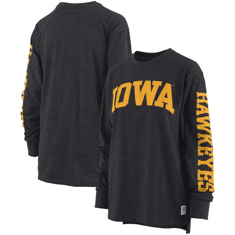 アンブランデッド レディース トップス Tシャツ Unbranded Women's Pressbox Heathered Black Iowa Hawkeyes Two-Hit Canyon Long Sleeve T-Shirt Iwa Black ブラック