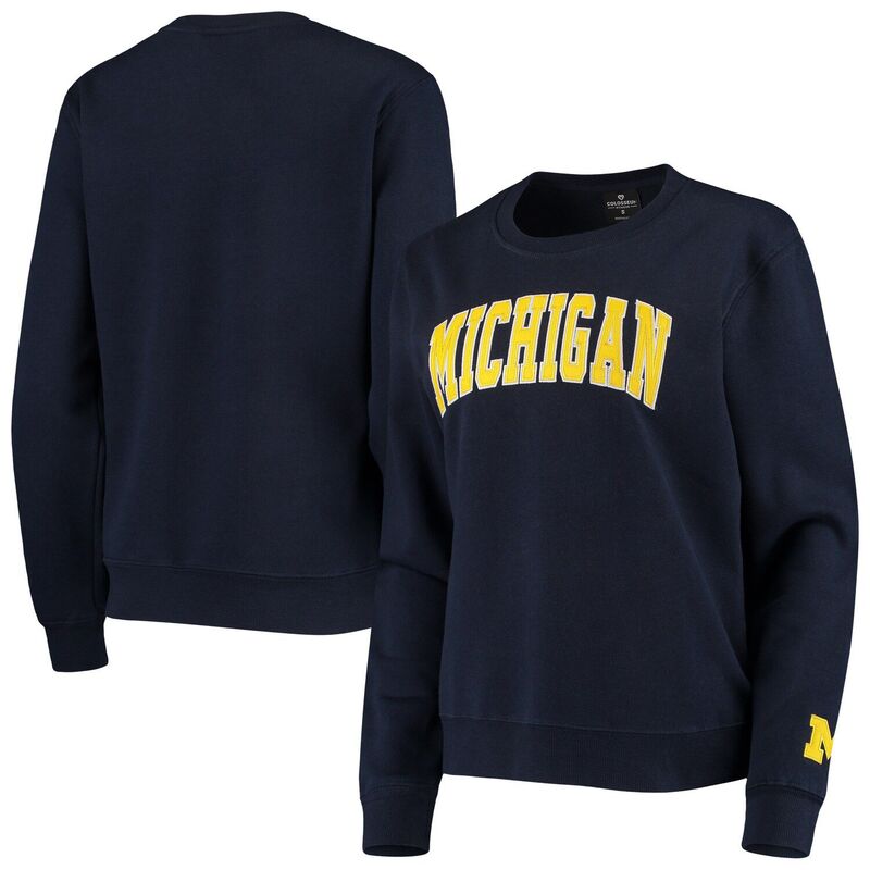 円形劇場 レディース トップス プルオーバー 汗水 Women\u0027s Colosseum Navy Michigan Wolverines Campanile Pullover Sweatshirt Mic Navy 米国海軍