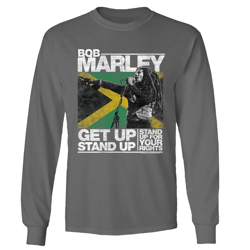 アニメキャラクター メンズ トップス Tシャツ Licensed Character Men's Bob Marley Get Up Stand Up Long Sleeve Tee Charcoal チャコール