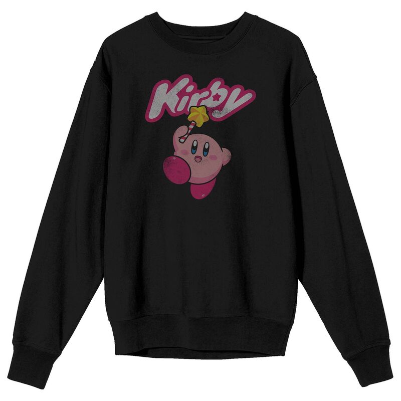 アニメ人となり メンズ トップス ティーシャツ ヴィンテージ ロゴタイプ Licensed Character Men\u0027s Kirby Vintage Character Logo Long Sleeve Tee Black 黒いこと Tシャツ・カットソー-メンズファッション-トップス