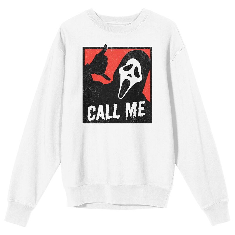 アニメ人となり メンズ トップス ティーシャツ 流汗 Licensed Character Men\u0027s Ghostface Call Me White Sweatshirt White 白いこと トップス-メンズファッション