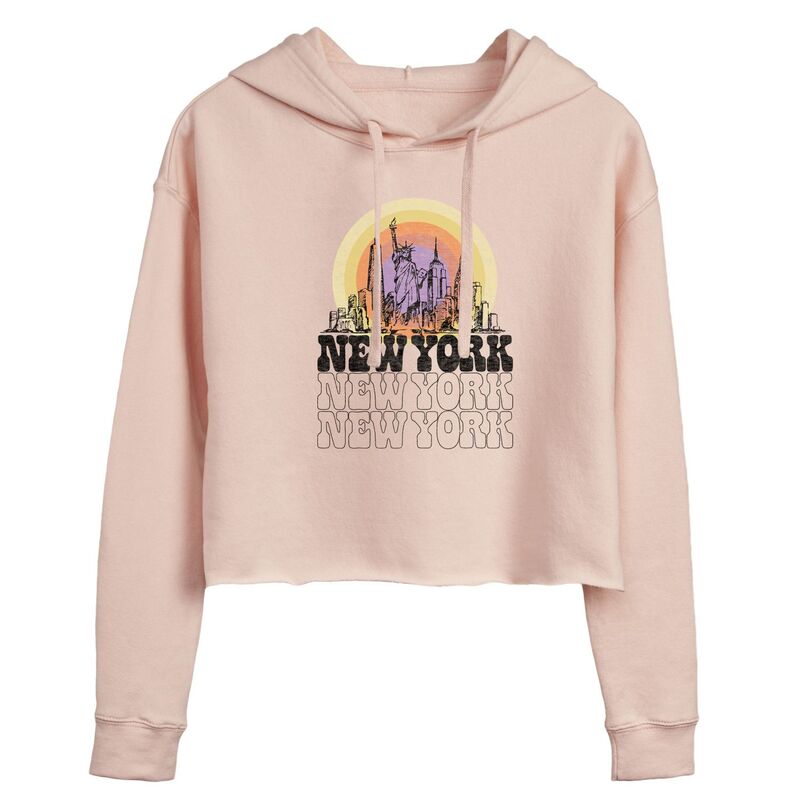アニメ文字記号 レディース トップス プルオーバー クロップド パーカー Licensed Character Juniors\u0027 New York Cropped Hoodie Pink サクラ色