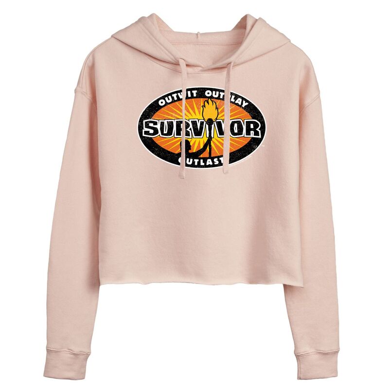 アニメ人となり レディース トップス ティーシャツ クロップド ロゴタイプ パーカー Licensed Character Juniors\u0027 Survivor Logo Cropped Hoodie Pink サクラ色 レディースファッション-Tシャツ・カットソー