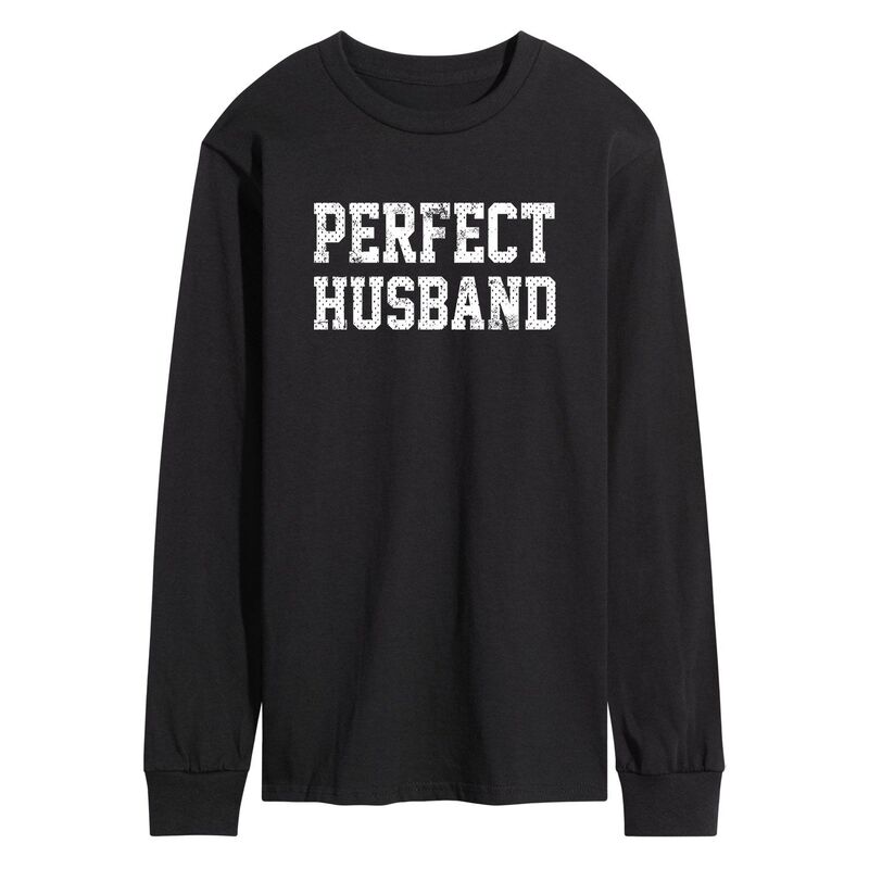 アニメ人となり メンズ トップス ティーシャツ グラフィック Licensed Character Men\u0027s Perfect Husband Long Sleeve Graphic Tee Black 黒いこと メンズファッション-トップス