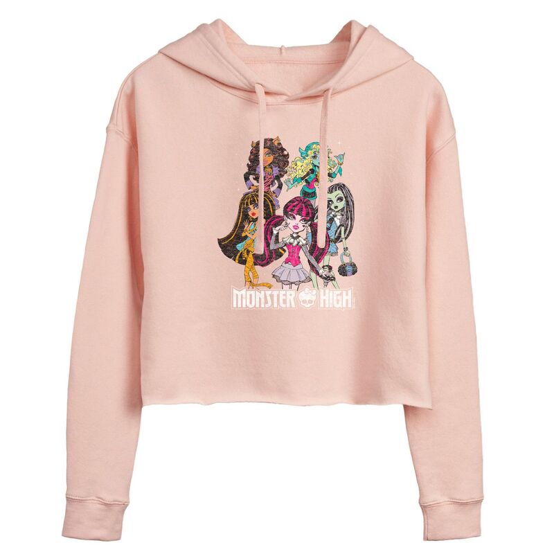 アニメ人となり レディース トップス ティーシャツ クロップド パーカー グラフィック Licensed Character Juniors\u0027 Monster High Class Of Cropped Graphic Hoodie Pink サクラ色 Tシャツ・カットソー-レディースファッション