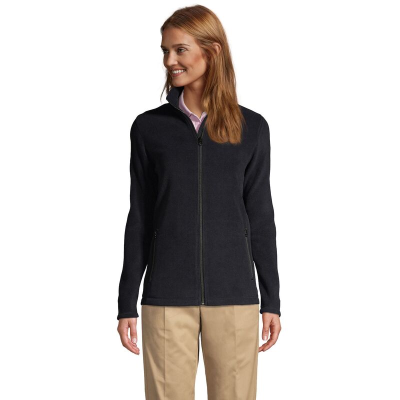 ランズ挙げ句の果て レディース アウター 上衣・上衣 フリース Women\u0027s Lands\u0027 End Full-Zip Long Sleeve Fleece Jacket Black 黒いこと