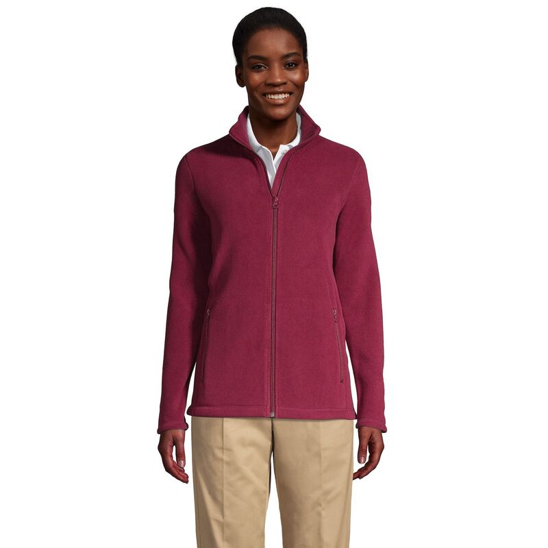 ランズ挙げ句の果て レディース アウター 上衣・上衣 フリース Women\u0027s Lands\u0027 End Full-Zip Long Sleeve Fleece Jacket Burgundy バーガンディ