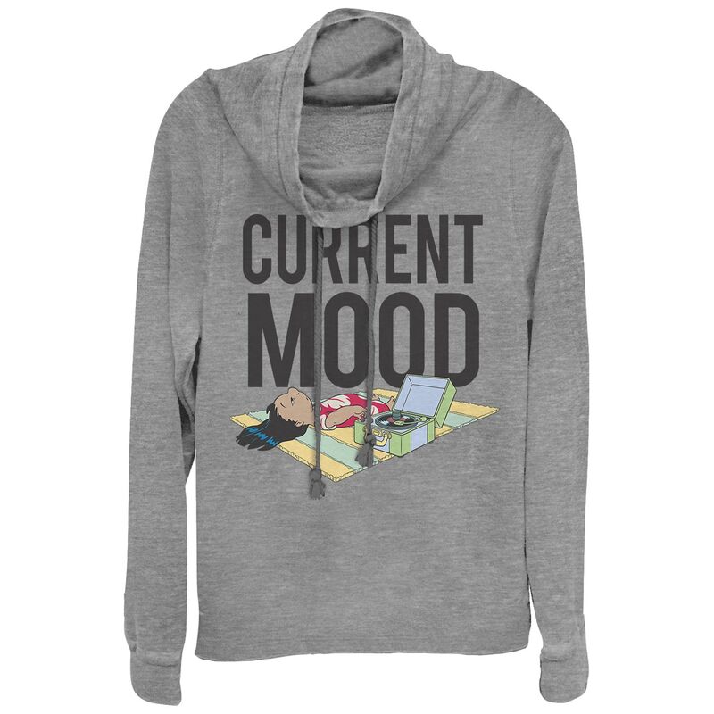 アニメキャラクター レディース トップス Tシャツ グラフィック Licensed Character Juniors' Lilo & Stitch Current Mood Lilo Cowlneck Graphic Lightweight Long Sleeve Gray Heather グレー