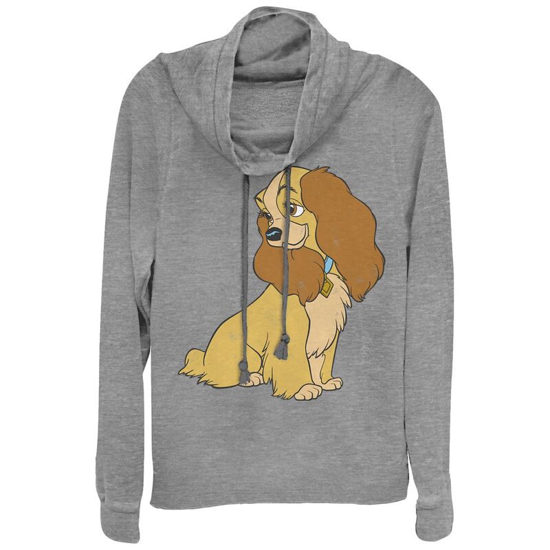 ディズニー レディース トップス Tシャツ グラフィック Disney Juniors' Lady And The Tramp Lady Portrait Cowlneck Graphic Lightweight Long Sleeve Gray Heather グレー