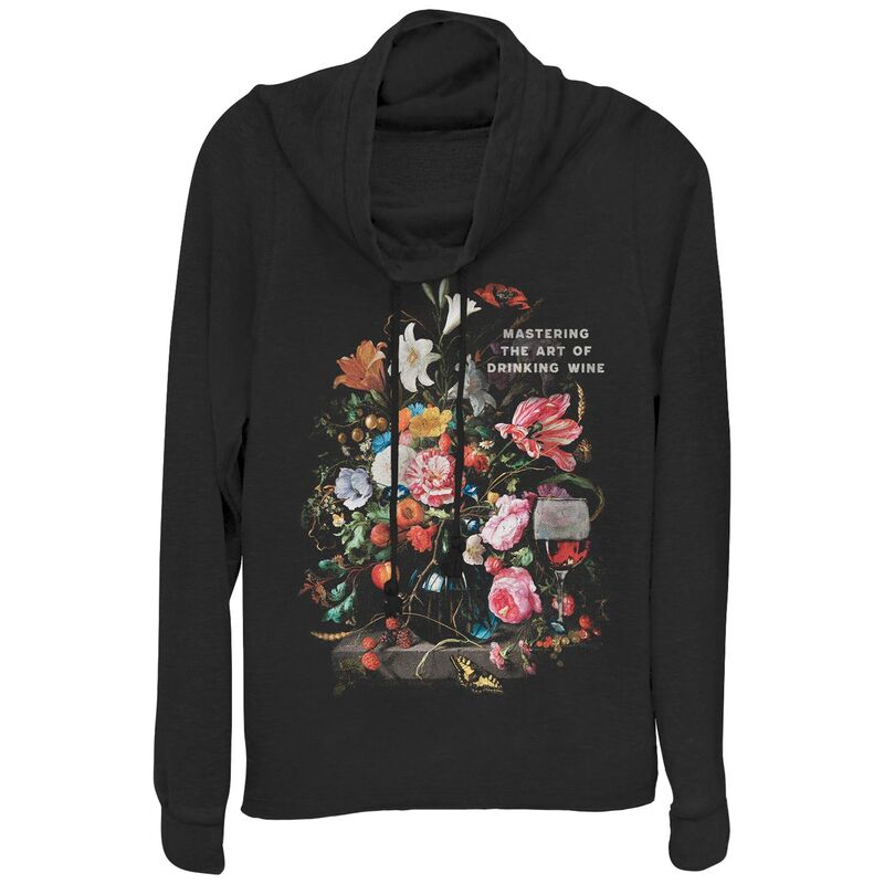 アンブランデッド レディース トップス Tシャツ グラフィック Unbranded Women\u0027s Mastering The Art Of Drinking Wine Cowlneck Graphic Lightweight Long Sleeve Black ブラック レディースファッション-Tシャツ・カットソー-トップス