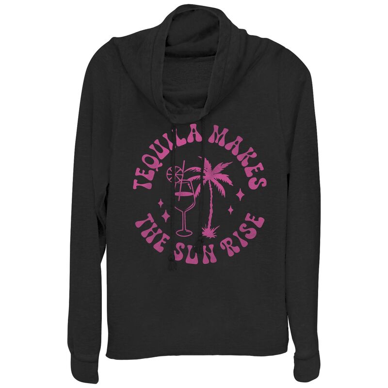 アンブランデッド レディース トップス プルオーバー グラフィック Unbranded Women\u0027s Tequila Makes The Sunrise Cowlneck Graphic Lightweight Long Sleeve Black 黒いこと