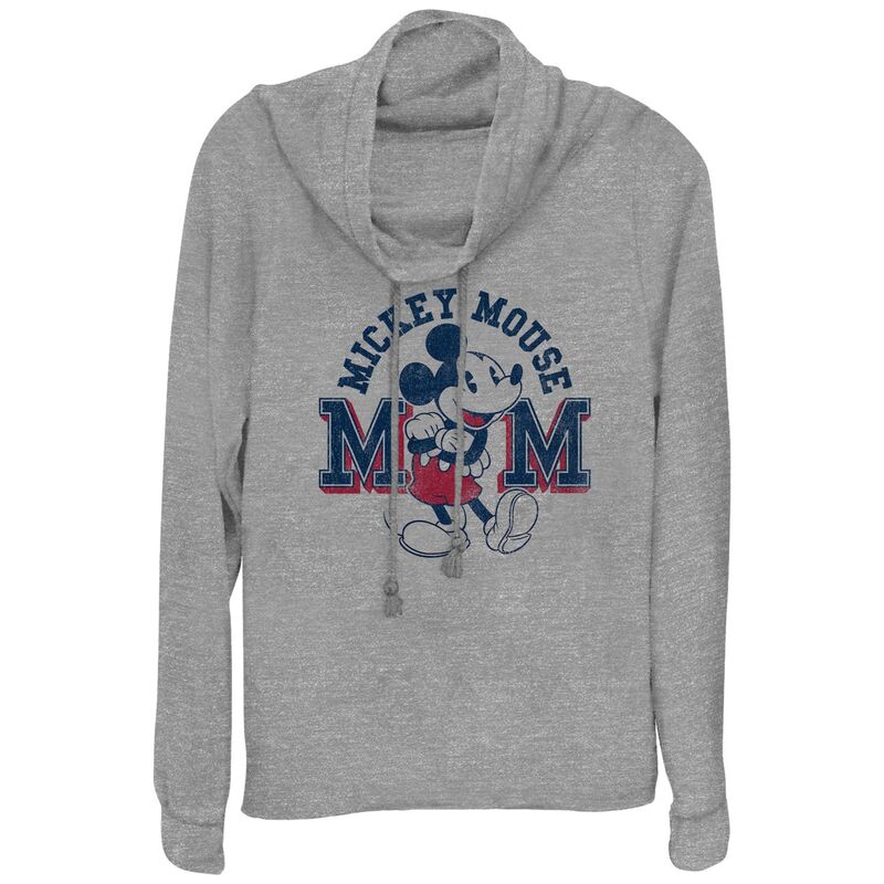 ウォルトディズニー レディース トップス プルオーバー グラフィック Disney\u0027s Mickey Mouse Mom Women\u0027s Cowlneck Graphic Lightweight Long Sleeve Gray Heather 薄墨色