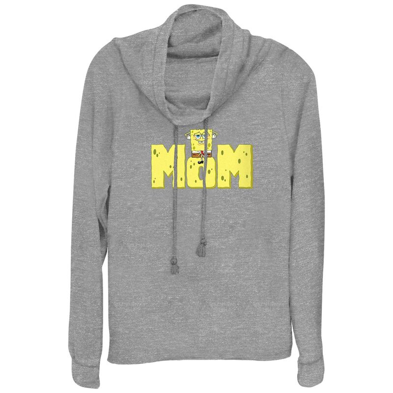 アニメ文字記号 レディース トップス プルオーバー ズボン下 グラフィック Licensed Character Women\u0027spongeBob SquarePants Mom Cowlneck Graphic Lightweight Long Sleeve Gray Heather 薄墨色