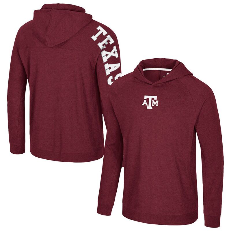 コロシアム メンズ トップス Tシャツ Men's Colosseumaroon Texas A&M Aggies Back in Business Long Sleeve Raglan Hooded T-Shirtam Red レッド