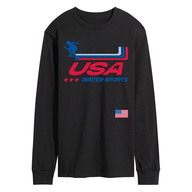 アニメキャラクター メンズ トップス Tシャツ グラフィック Licensed Character Men's USA Winter Sports Long Sleeve Graphic Tee Black ブラック｜ReVida 店 7,965円