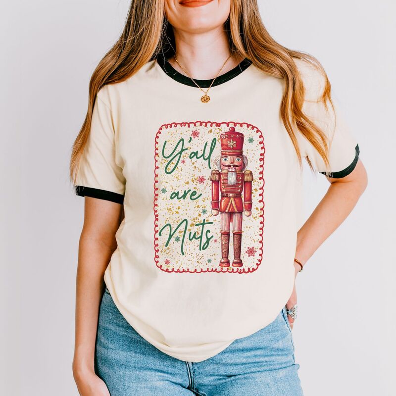 Simply Sage Market レディース トップス Tシャツ グラフィック Simply Sage Market Y'all Are Nuts Nutcracker - Women's Ringer Graphic T-Shirt Vintage Black ブラック