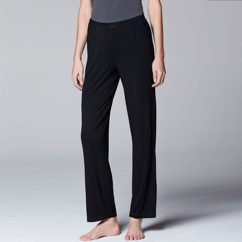 ヴェラウォン レディース アンダーウェア ナイトウェア パンツ Women'simply Vera Wang Basic Solid Luxury Pajama Pants Black ブラック